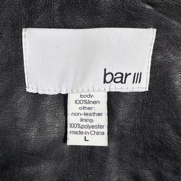Bar lll Linen Leather Moto Vest Sz L Asymmetric Zip BxW Y2K Punk Bikercore Goth - Picture 4 of 6